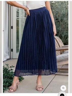 Baltic Born Cyra Midi Skirt Navy Blue Sz L NEW
